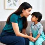 **

"A compassionate social worker in a modest blouse and slacks, actively listening to a young mother in a simple living room setting. The scene emphasizes empathy and understanding. Safe for work, appropriate content, fully clothed, professional setting, perfect anatomy, correct proportions, natural pose, well-formed hands, proper finger count, family-friendly."

**