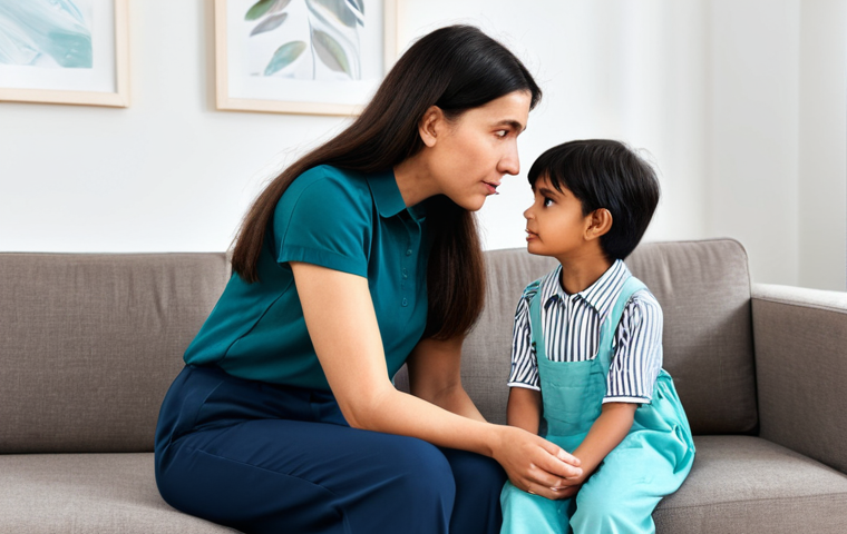 **

"A compassionate social worker in a modest blouse and slacks, actively listening to a young mother in a simple living room setting. The scene emphasizes empathy and understanding. Safe for work, appropriate content, fully clothed, professional setting, perfect anatomy, correct proportions, natural pose, well-formed hands, proper finger count, family-friendly."

**