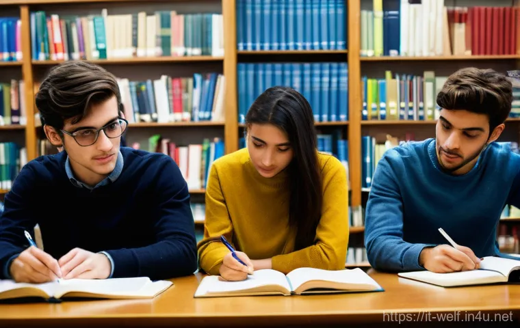 사회복지사 학위 취득 전략 - **Italian Social Work University Students in a Study Group**
    A group of four diverse Italian uni...