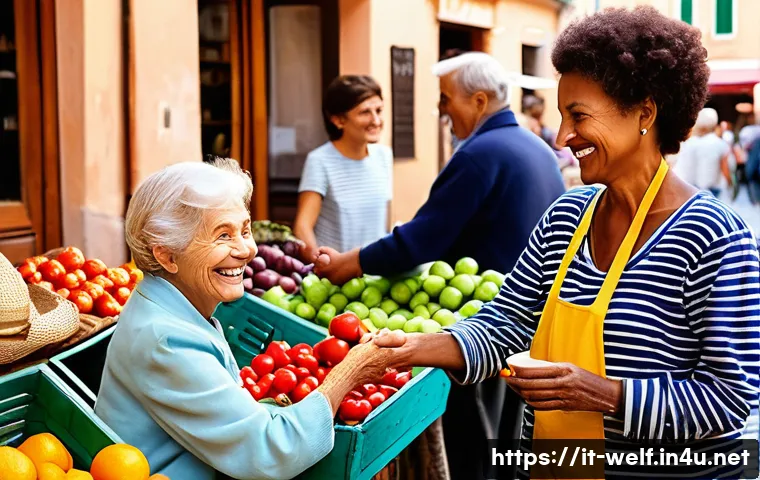 사회복지사 실무 중심 세미나 리뷰 - **Prompt:** A vibrant, bustling scene in a charming Italian piazza or a local neighborhood market. D...