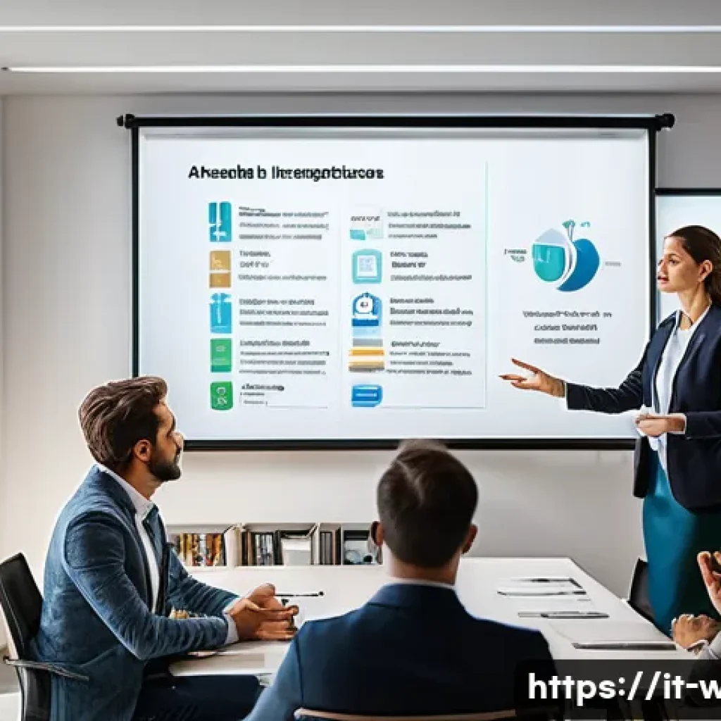 사회복지사 상담 케이스 발표법 - A professional social worker in a modern Italian office setting, presenting a case study to attentiv...