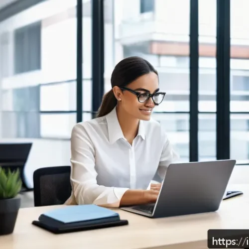 사회복지사 실무 활용 문서 작성법 - A professional social worker sitting at a modern office desk in Milan, Italy, surrounded by digital ...