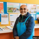 사회복지사 지역 사회 문제 해결 - A compassionate social worker in a modern Italian community center, assisting a diverse group of mig...